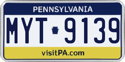 PA license plate MYT9139