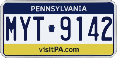 PA license plate MYT9142