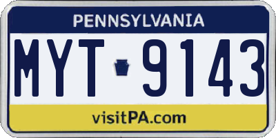 PA license plate MYT9143