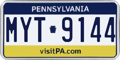 PA license plate MYT9144