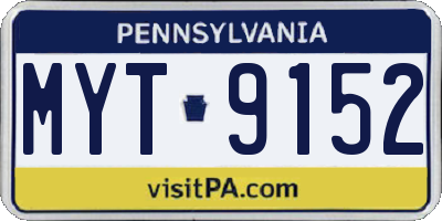 PA license plate MYT9152