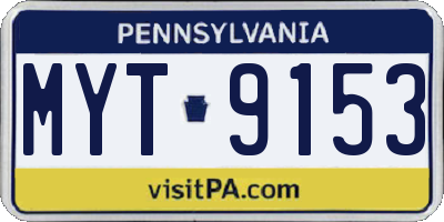 PA license plate MYT9153