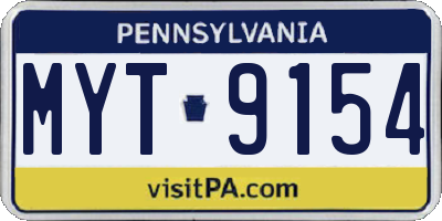 PA license plate MYT9154