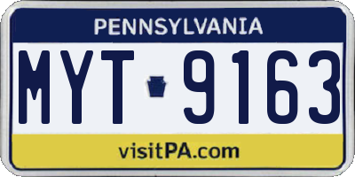 PA license plate MYT9163