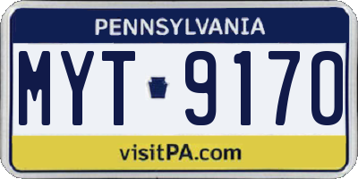 PA license plate MYT9170