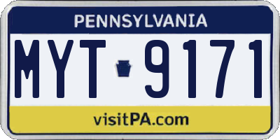 PA license plate MYT9171