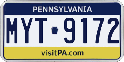PA license plate MYT9172