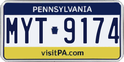 PA license plate MYT9174