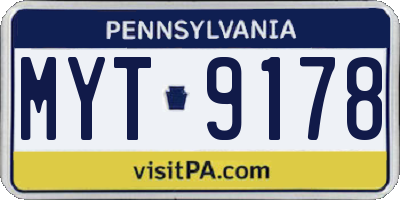 PA license plate MYT9178