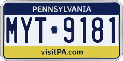 PA license plate MYT9181