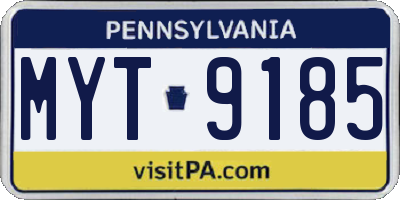 PA license plate MYT9185