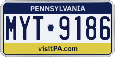 PA license plate MYT9186