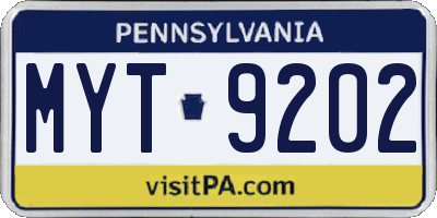 PA license plate MYT9202