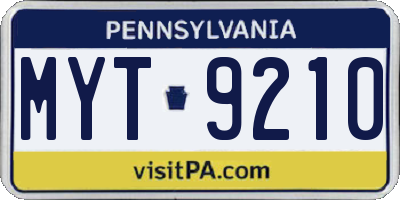 PA license plate MYT9210