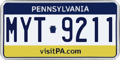 PA license plate MYT9211