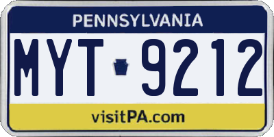PA license plate MYT9212