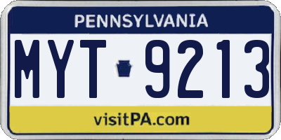 PA license plate MYT9213