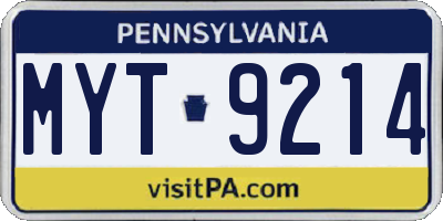PA license plate MYT9214