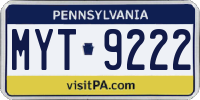 PA license plate MYT9222
