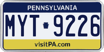 PA license plate MYT9226
