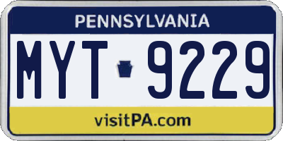 PA license plate MYT9229
