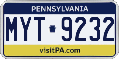 PA license plate MYT9232