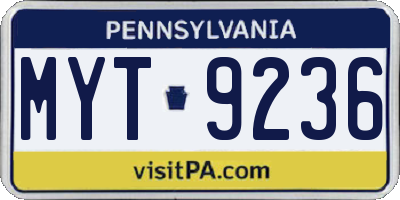 PA license plate MYT9236