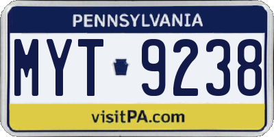 PA license plate MYT9238