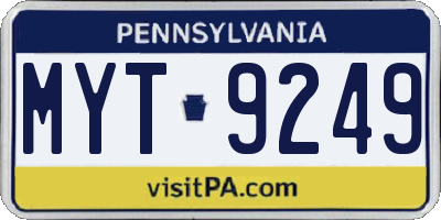PA license plate MYT9249