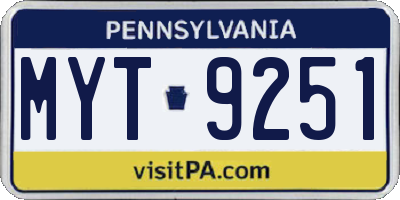 PA license plate MYT9251