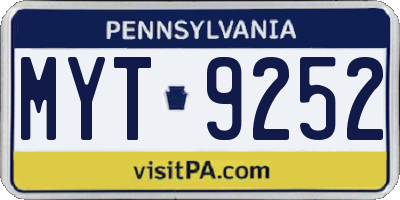 PA license plate MYT9252