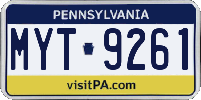 PA license plate MYT9261