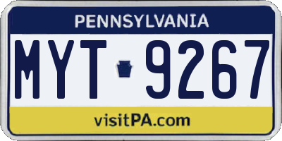 PA license plate MYT9267