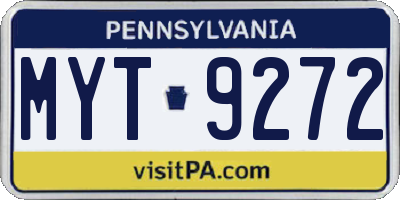 PA license plate MYT9272