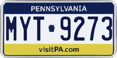 PA license plate MYT9273