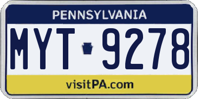 PA license plate MYT9278