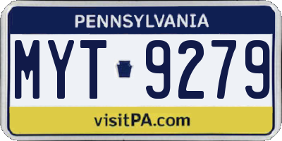 PA license plate MYT9279