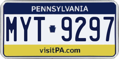 PA license plate MYT9297