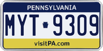 PA license plate MYT9309