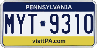 PA license plate MYT9310