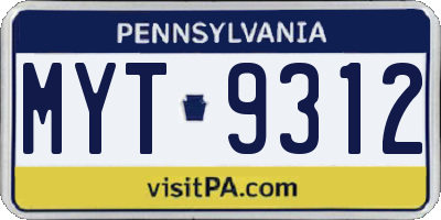 PA license plate MYT9312