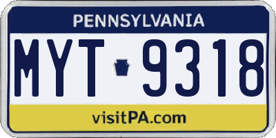 PA license plate MYT9318