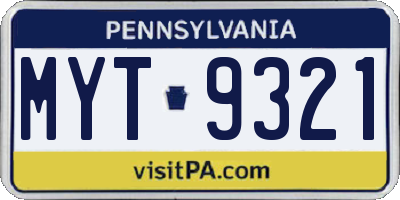 PA license plate MYT9321