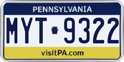 PA license plate MYT9322