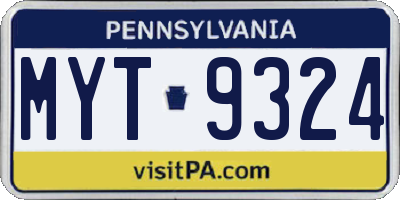 PA license plate MYT9324