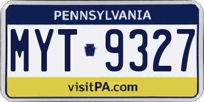 PA license plate MYT9327