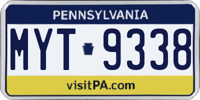 PA license plate MYT9338