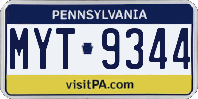 PA license plate MYT9344