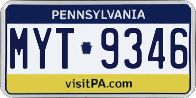 PA license plate MYT9346