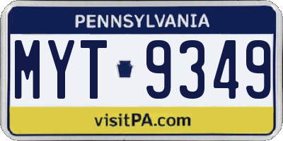 PA license plate MYT9349
